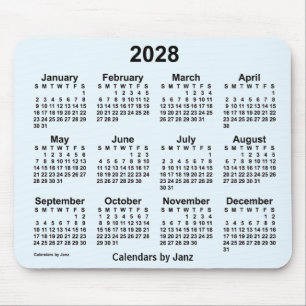 Calendário Azul de Alice 2028 por Janz Mouse Pad