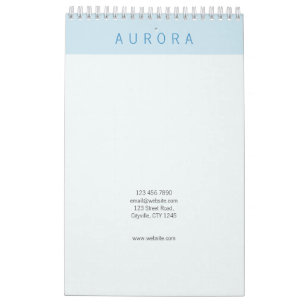 Calendário Azul de dois tons minimalista