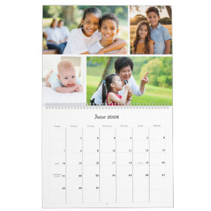 Calendário Azul de Várias Fotografias para Família