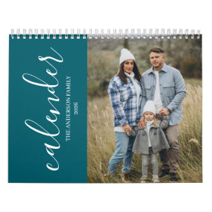 Calendário azul minimalista moderno e elegante par