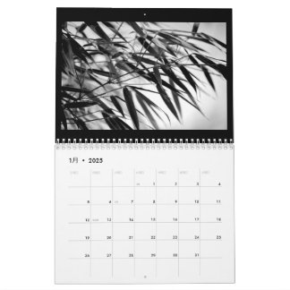 Calendário Bambu preto e branco Zen 2025