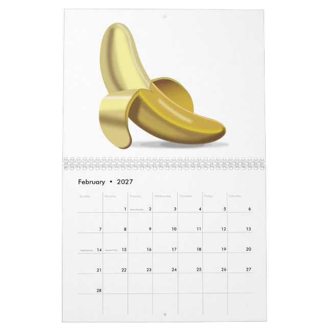Calendário Banana - Emoji (Fev 2027)
