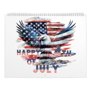 Calendário Bandeira e águia dos Estados Unidos. Independência