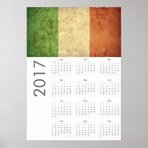 Calendário Bandeira Itália Grunge 2017 Poster