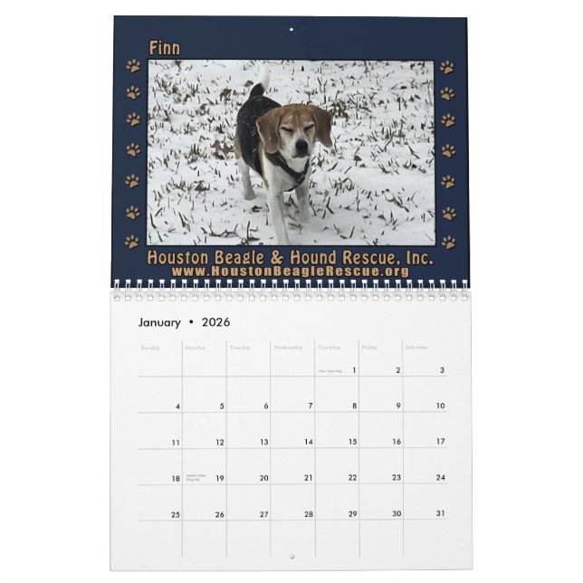 Calendário Beagles and Buddies 2026 Calendar (Jan 2026)