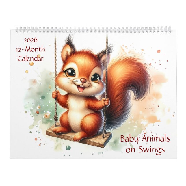 Calendário Bebês-Cute em Swings 12 Meses 2026 (Capa)