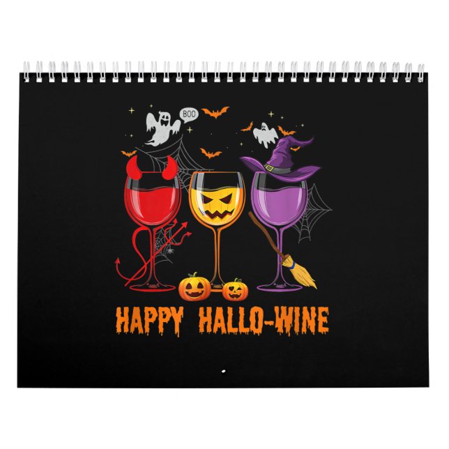Calendário bebida de vinho de Dia de as Bruxas engraçado feli (Capa)