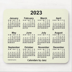 Calendário bege 2023 por Janz Mouse Pad