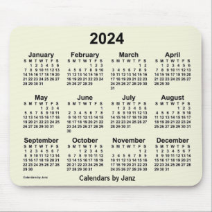 Calendário bege 2024 por Janz Mouse Pad