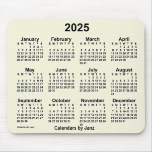 Calendário bege 2025 por Janz Mouse Pad