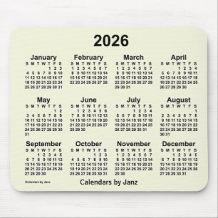 Calendário bege 2026 por Janz Mouse Pad