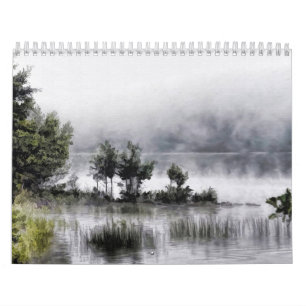 Calendário Bela Pintura Arte Abstrata de Paisagem