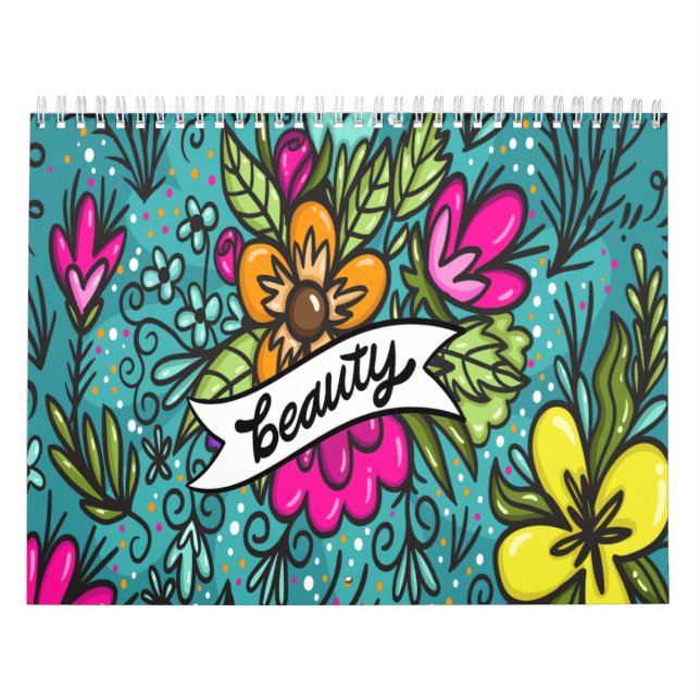 Calendário Beleza do travesseiro decorativo com flores (Capa)