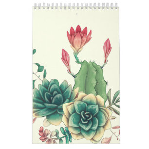 Calendário Belo Cacto Com Flor