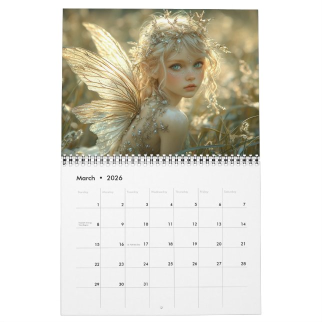 Calendário Belo Elegante Fairies (Mar 2026)