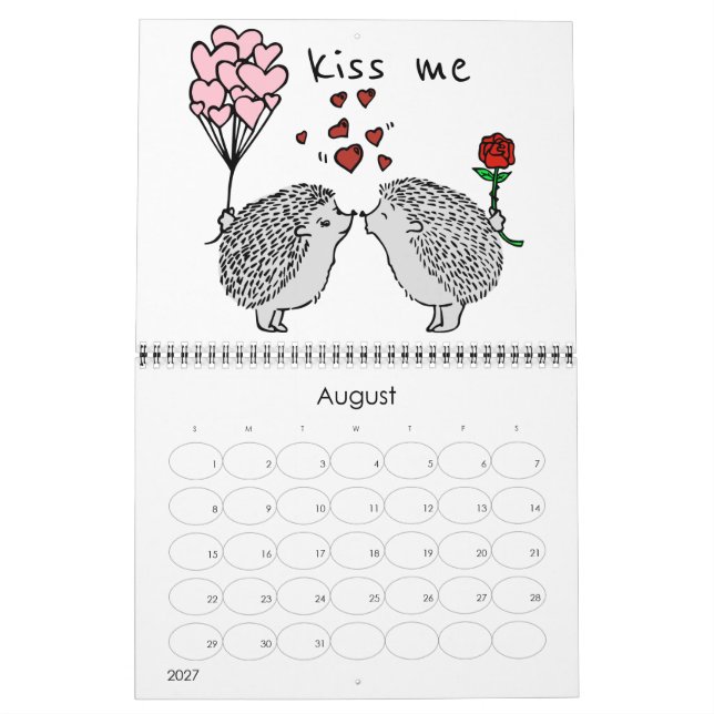 Calendário belo ouriço casal (Ago 2027)