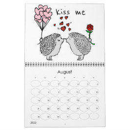 Calendário belo ouriço casal