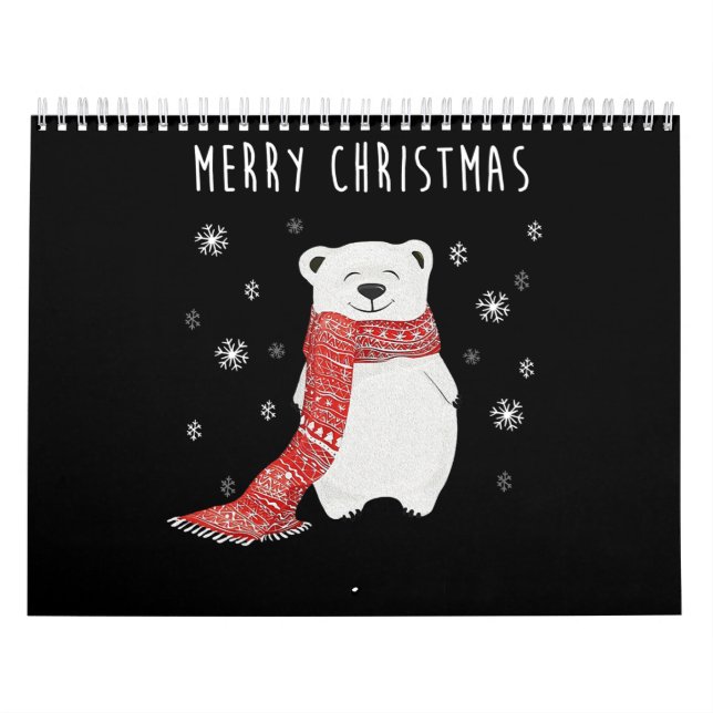 Calendário Belo Urso Polar Feliz Natal Xmas (Capa)