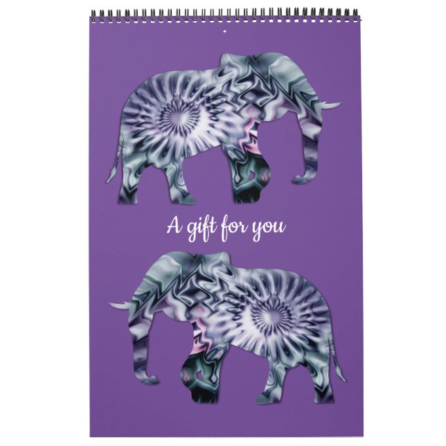 Calendário Bem-Estar Animal - Silhueta Elefante Fractal 2 (Capa)