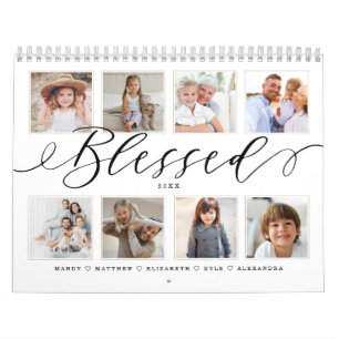 Calendário Bênção no Script Moderno Memórias de fotos d