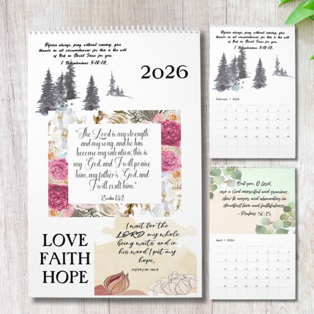 Calendário Bible Verse 2026 Wall Calendar (Criador carregado)