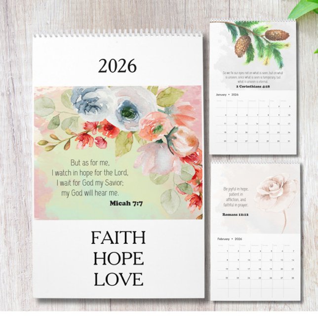 Calendário Bible Verse Floral  Calendar 2026 (Criador carregado)
