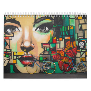 Calendário Bicicletas na parede do Grafite