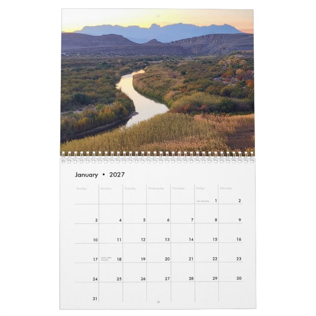 Calendário Big Bend 2026 (Jan 2027)