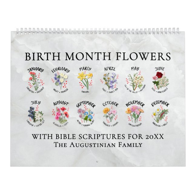 Calendário BIRTH MONTH FLOWERS 2026 Christian (Capa)