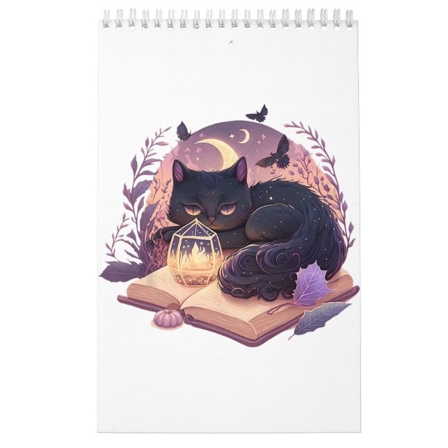 Calendário Black Cat Witchy Spellbook Spooky Halloween Magic (Capa)