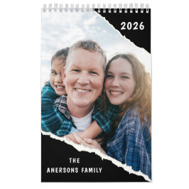 Calendário Black & White Scrapbook Custom Family Photo 2026