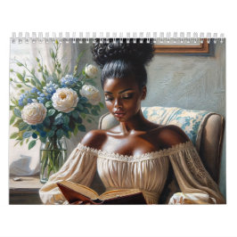 Calendário Black Women Reading Books Art