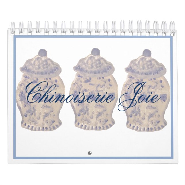 Calendário Blue Chinoiserie pintada à mão Ginger Jar Jars (Capa)