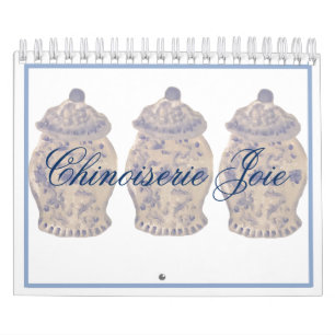 Calendário Blue Chinoiserie pintada à mão Ginger Jar Jars