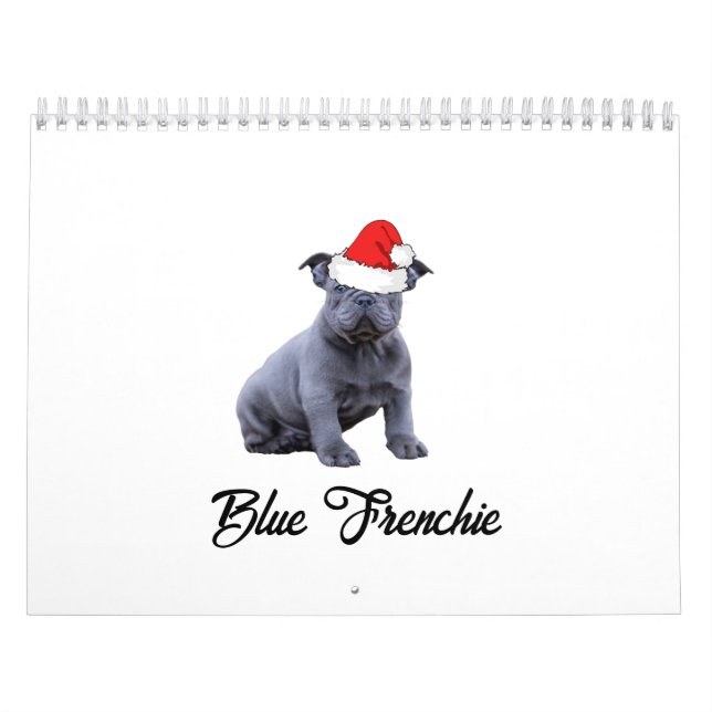 Calendário Blue French Bulddog Santa Hat (Capa)