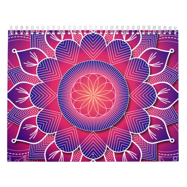 Calendário Blue Purple Traditional Mandala Design     (Capa)
