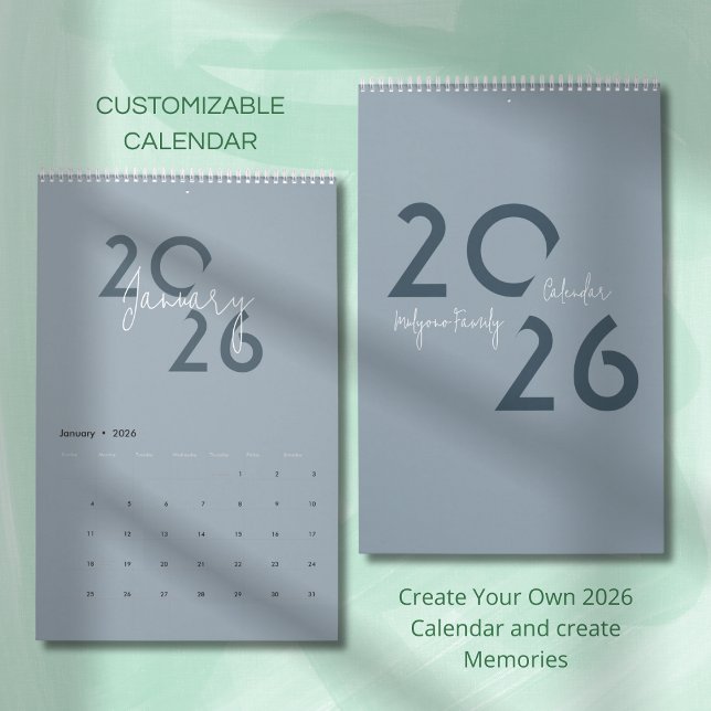 Calendário Blue Simple Elegant 2026 Calendar (Criador carregado)