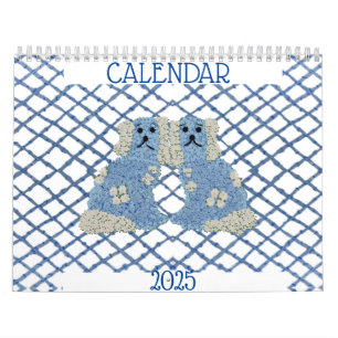 Calendário Blue Staffordshire Dogs Lattice Trellis
