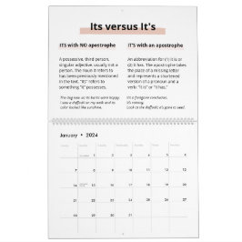 Calendário Blush Glitter Boss Lady CEO Monograma Ortografia