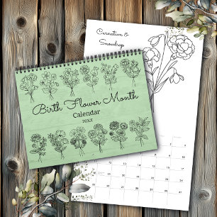 Calendário Boho do Mês da Flor de Nascimento