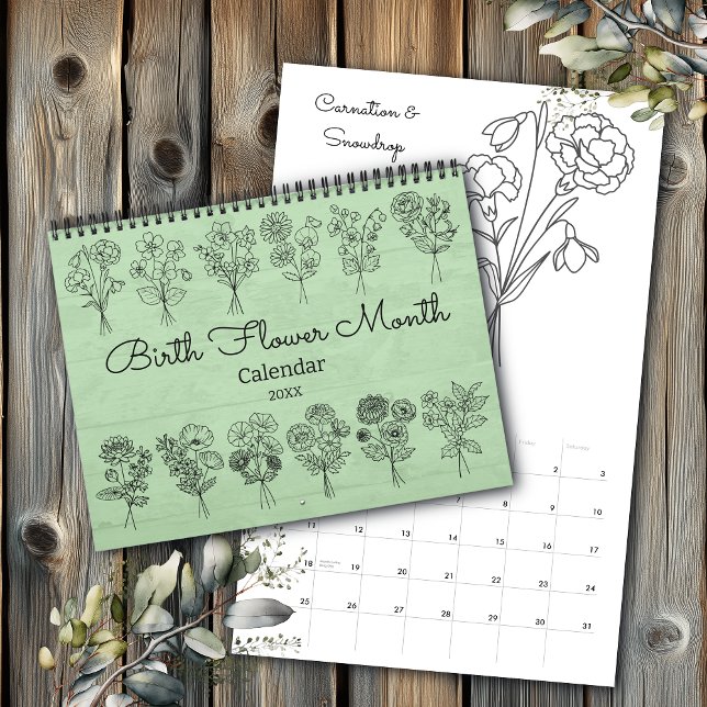 Calendário Boho do Mês da Flor de Nascimento (Criador carregado)