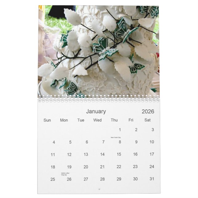 Calendário Bolos de casamento surpreendentes (Jan 2026)