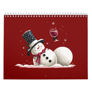 Calendário Boneco de Neve Com Presente de Natal com Vinho Fér
