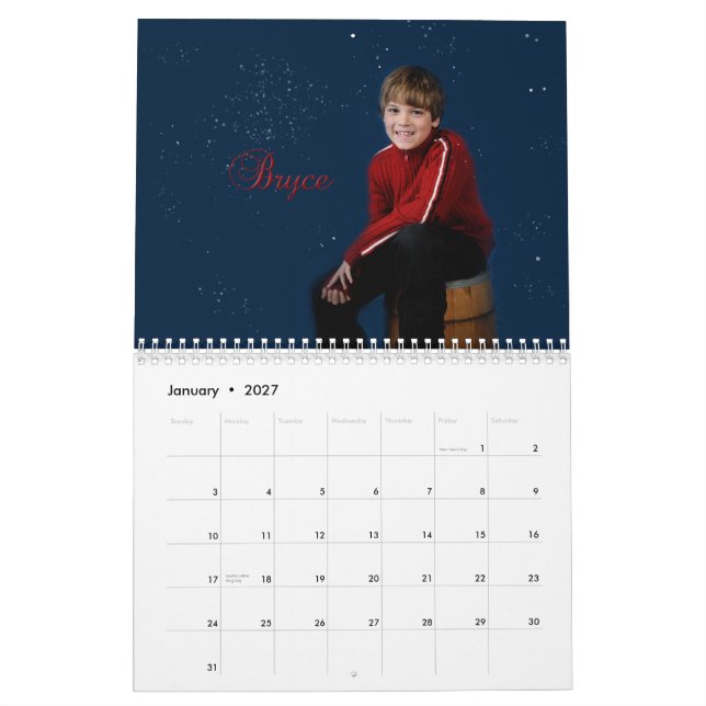 Calendário bonito 2012 dos miúdos (Jan 2027)