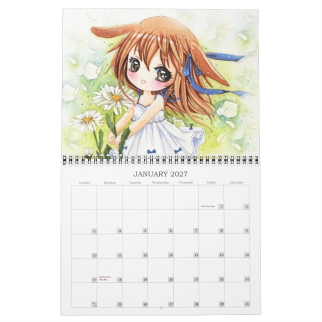 Calendário bonito 2013 das meninas do anime (Jan 2027)