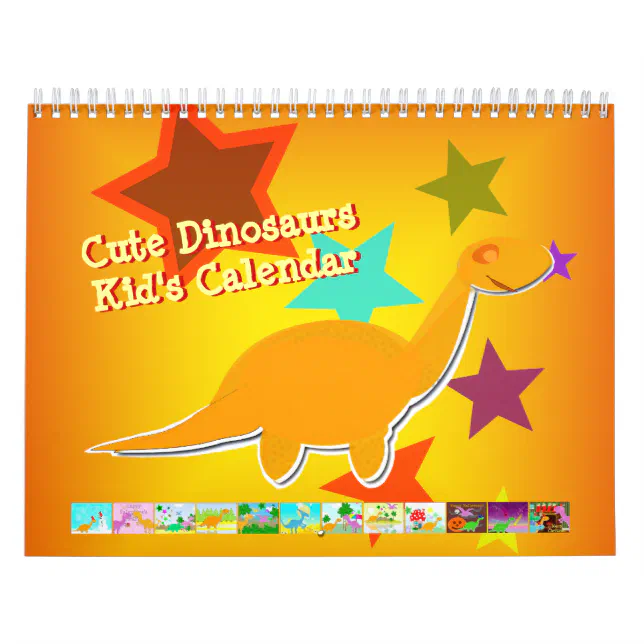 Calendário bonito dos dinossauros dos desenhos