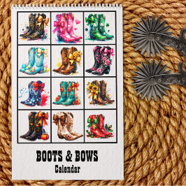 Calendário Boots and Bows Coquette Cowgirl  Calendar