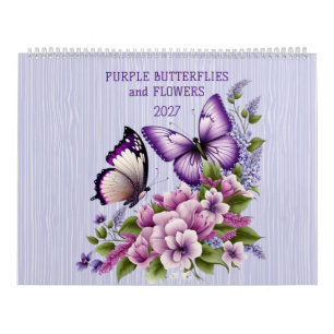 CALENDÁRIO BORBOLETAS RÔXAS E FLORES 2025