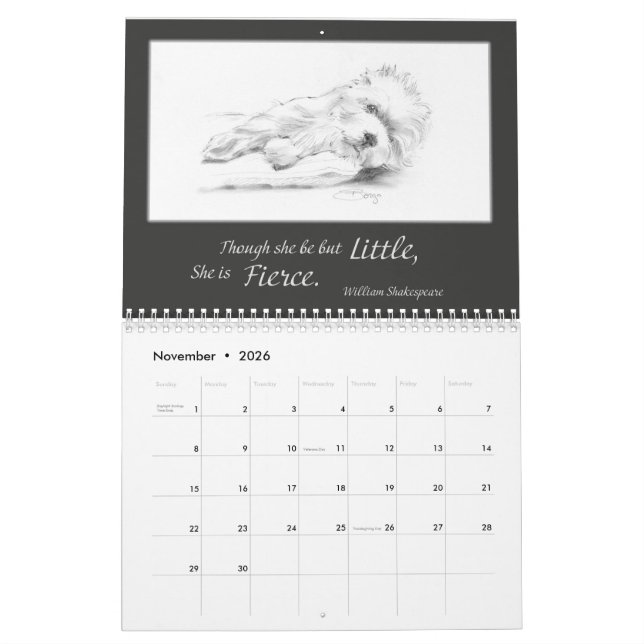 Calendário Borgo's The Artful Westie 2023 Calendar (Nov 2026)