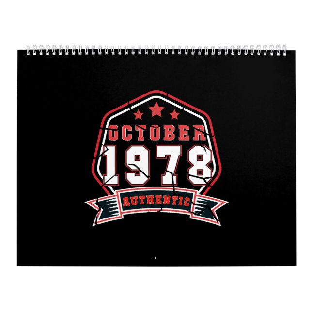 Calendário Born In October 1978 Vintage (Capa)